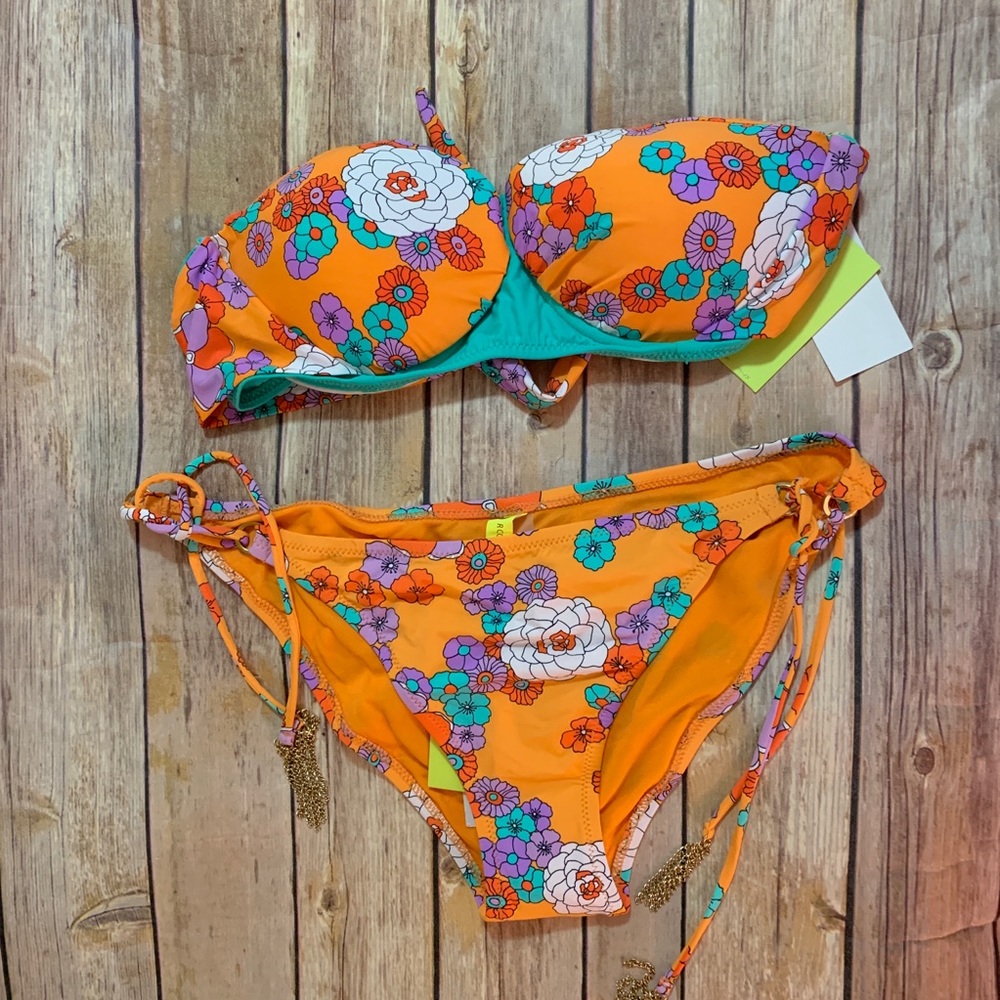 R Collection by Raisins Multi Color Floral Bikini